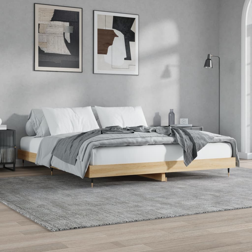 Bed frame without mattress Sonoma oak 180x200 cm wood material