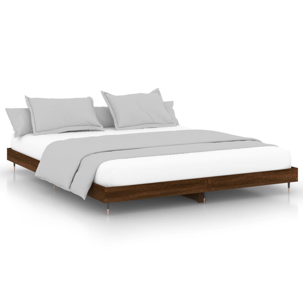 Bed frame without mattress brown oak look 180x200 cm