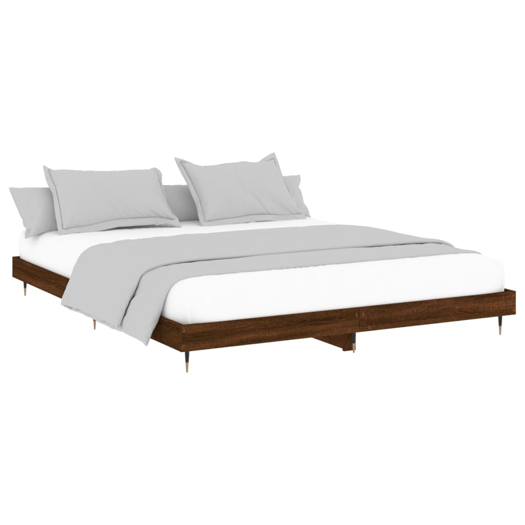 Bed frame without mattress brown oak look 180x200 cm