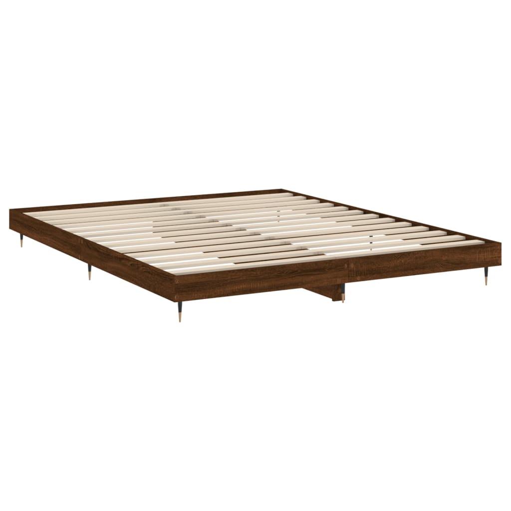 Bed frame without mattress brown oak look 180x200 cm