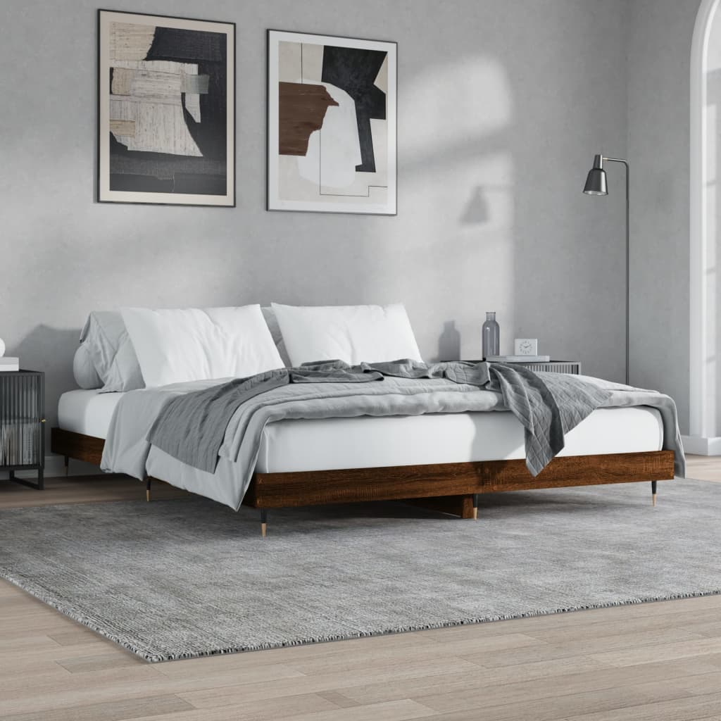 Bed frame without mattress brown oak look 180x200 cm