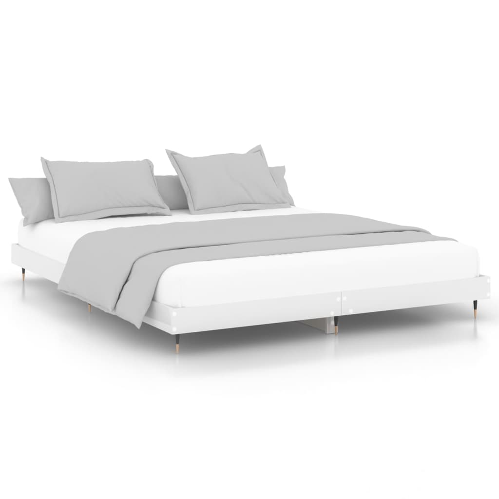 Bed frame high gloss white 160x200 cm wood material