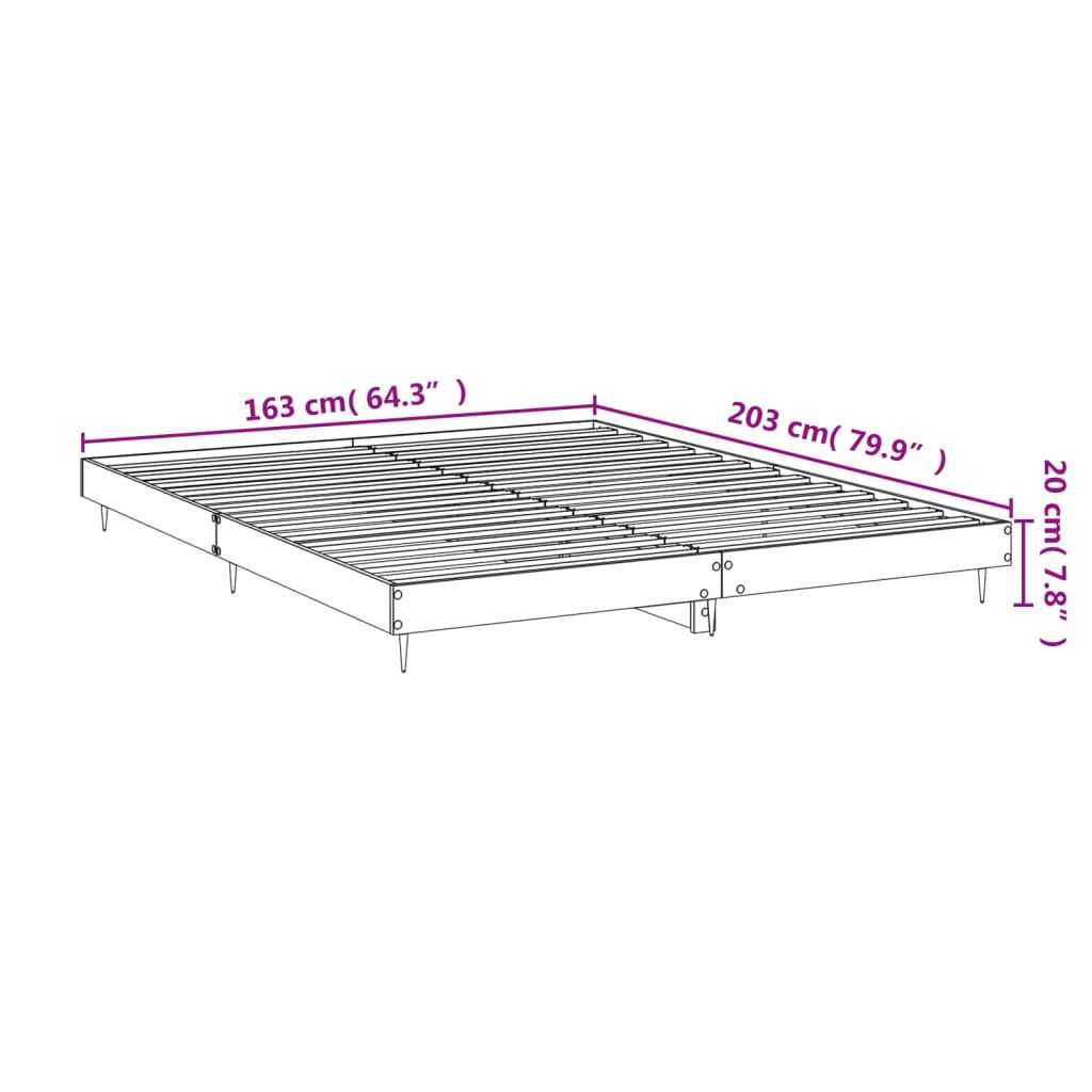 Bettgestell ohne Matratze Grau Sonoma 160x200 cm Holzwerkstoff