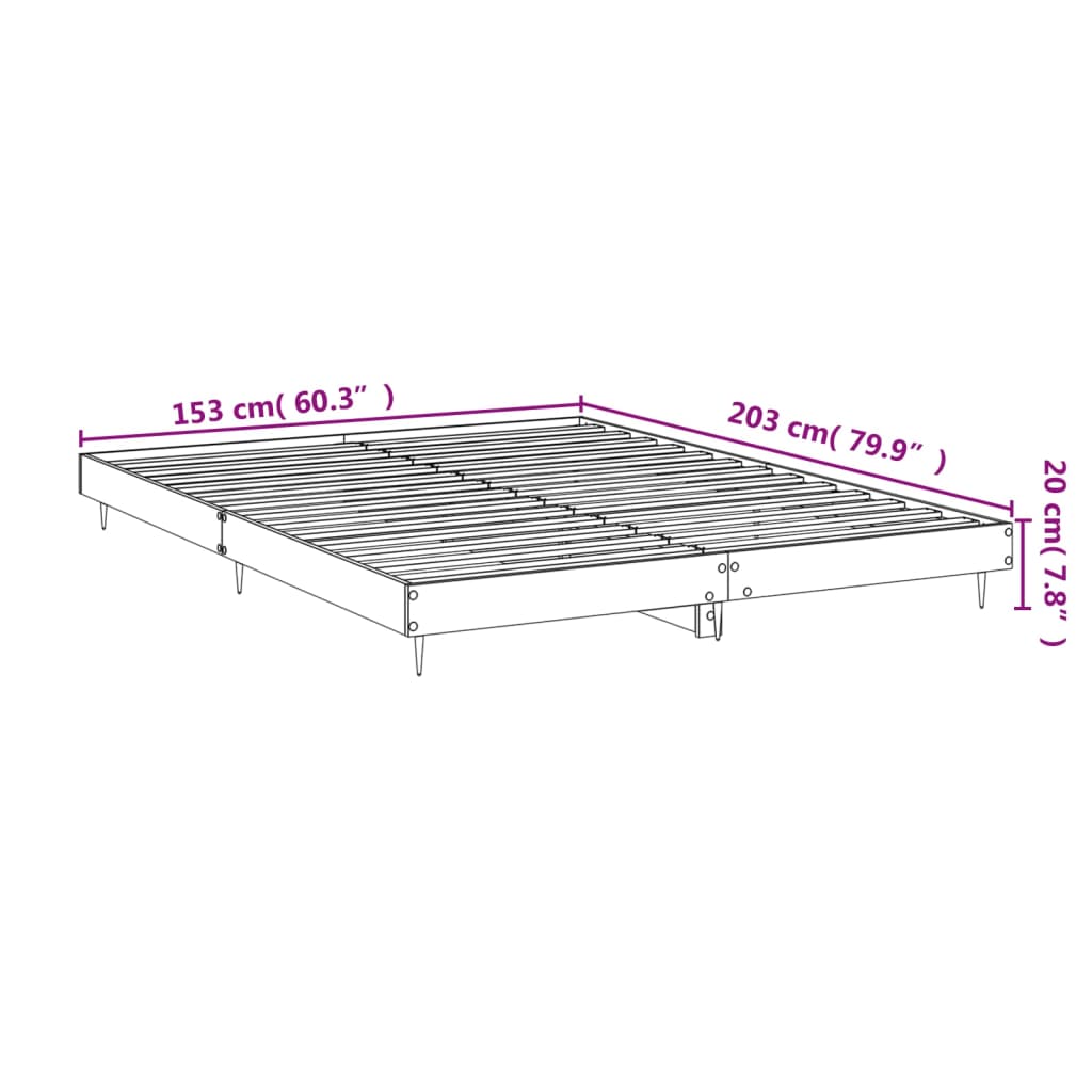 Bed frame without mattress Sonoma oak 150x200 cm wood material