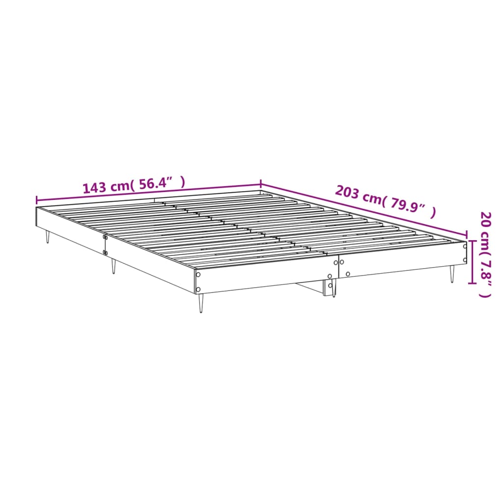 Bed frame Grey Sonoma 140x200 cm wood material