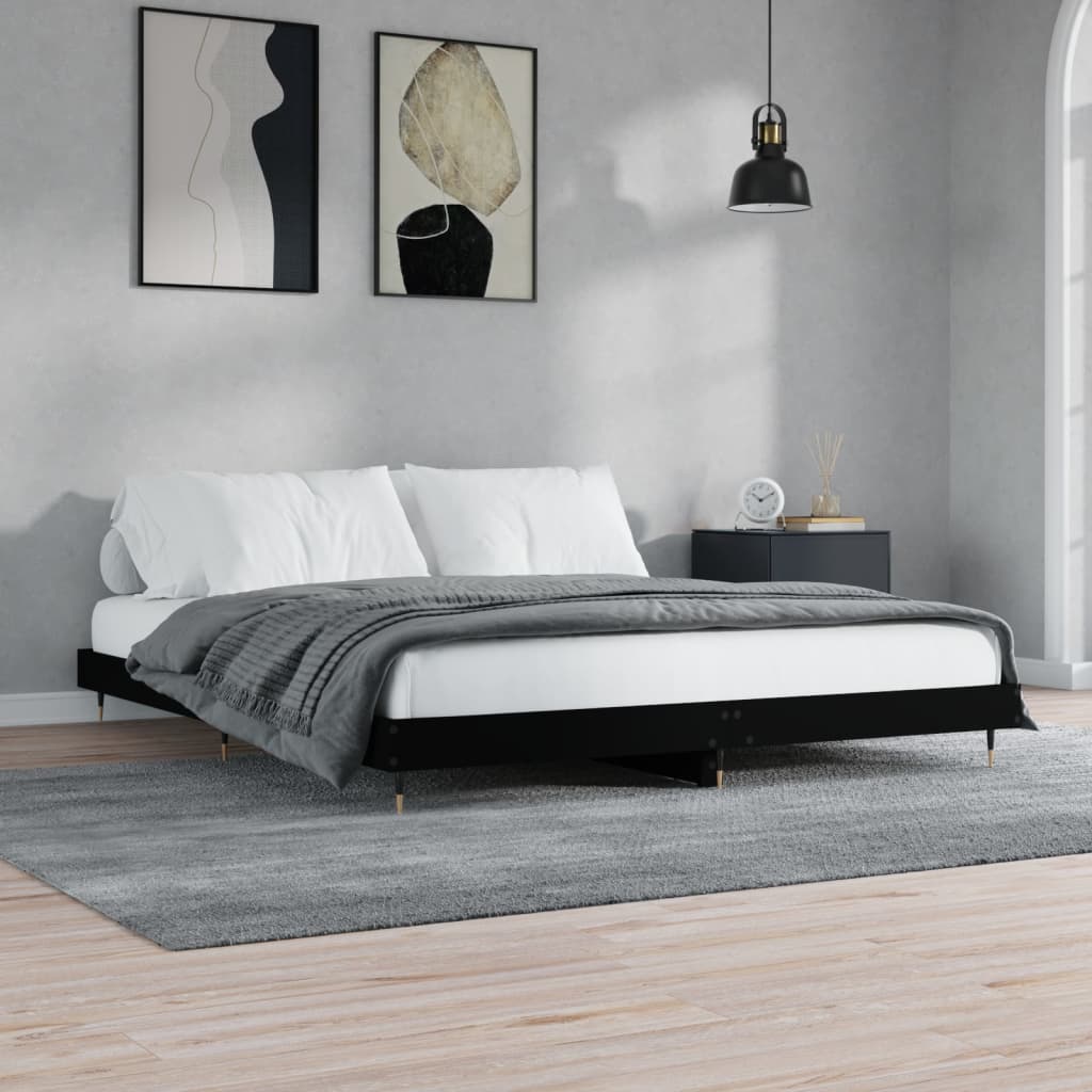 Bed frame black 120x200 cm wood material