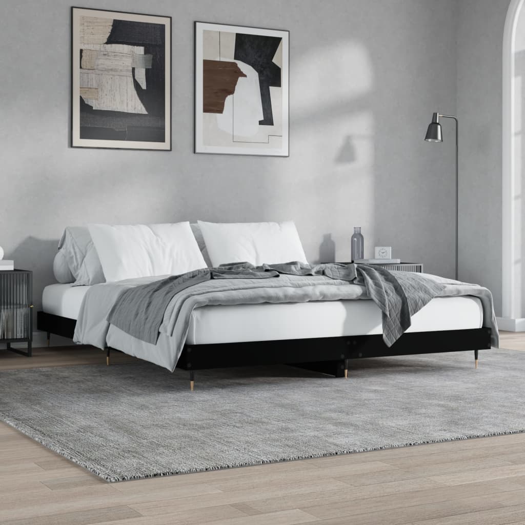 Bed frame black 120x200 cm wood material