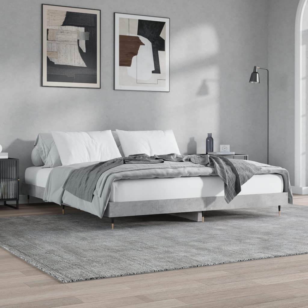 Bed frame concrete grey 120x200 cm wood material