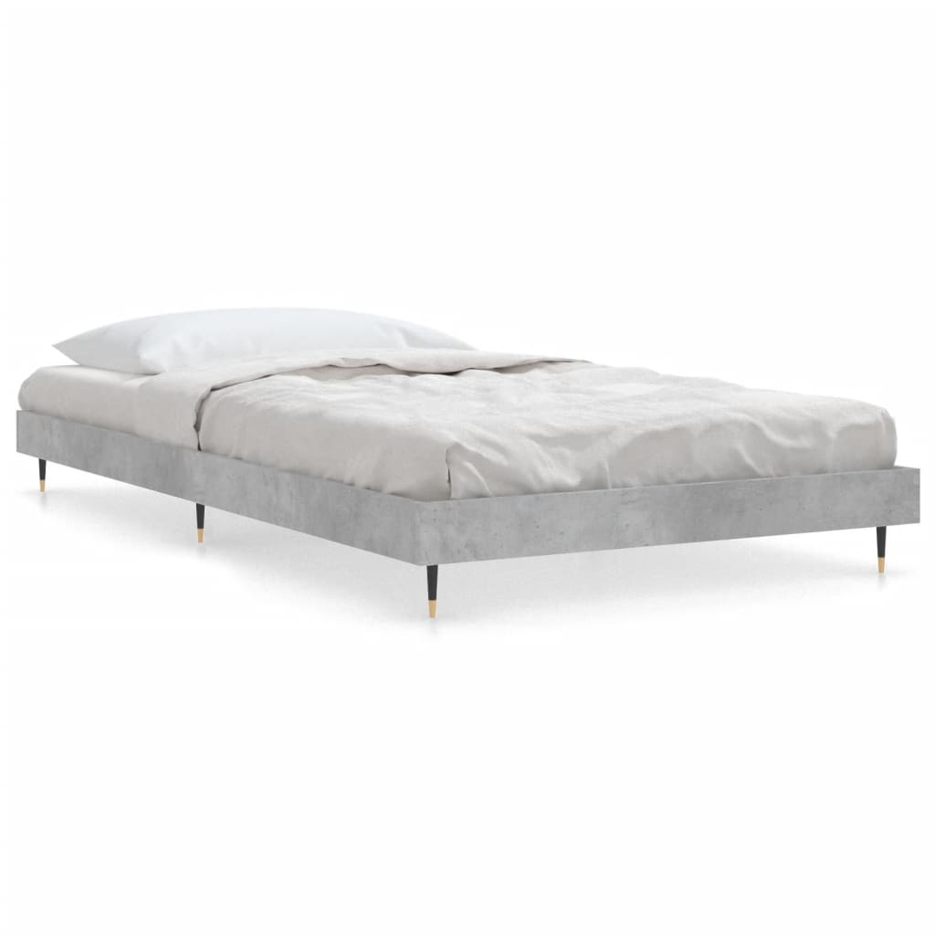 Bed frame concrete grey 100x200 cm wood material