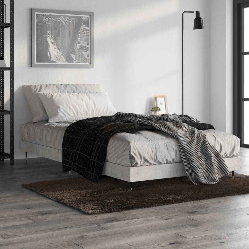 Bed frame concrete grey 100x200 cm wood material