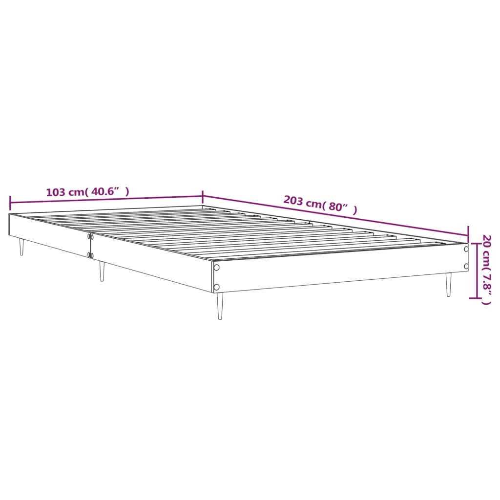 Bettgestell ohne Matratze Braun Eiche 100x200 cm Holzwerkstoff