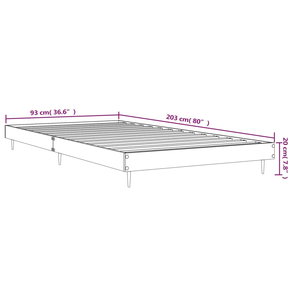 Bed frame white 90x200 cm wood material