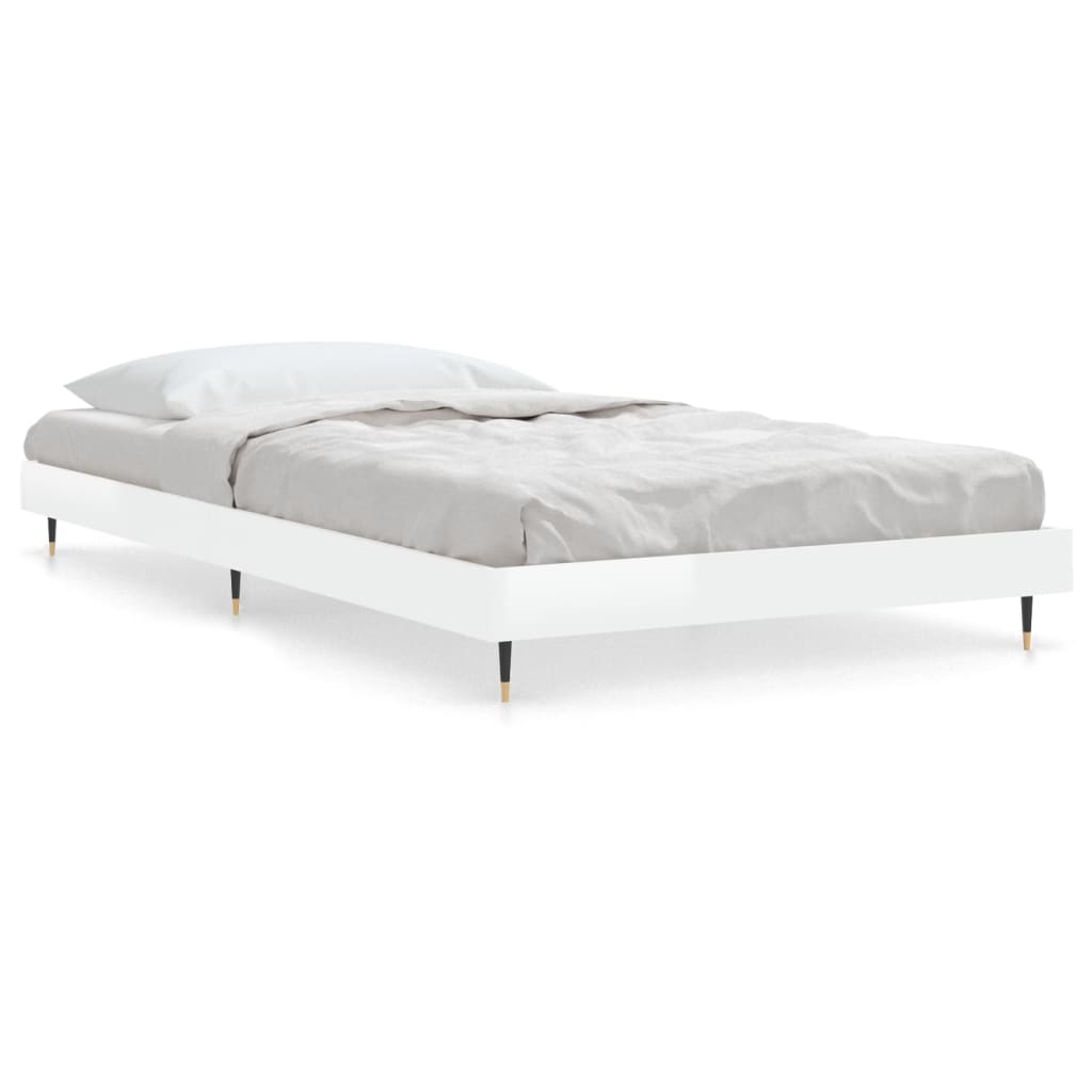 Bed frame high-gloss white 90x200 cm wood material