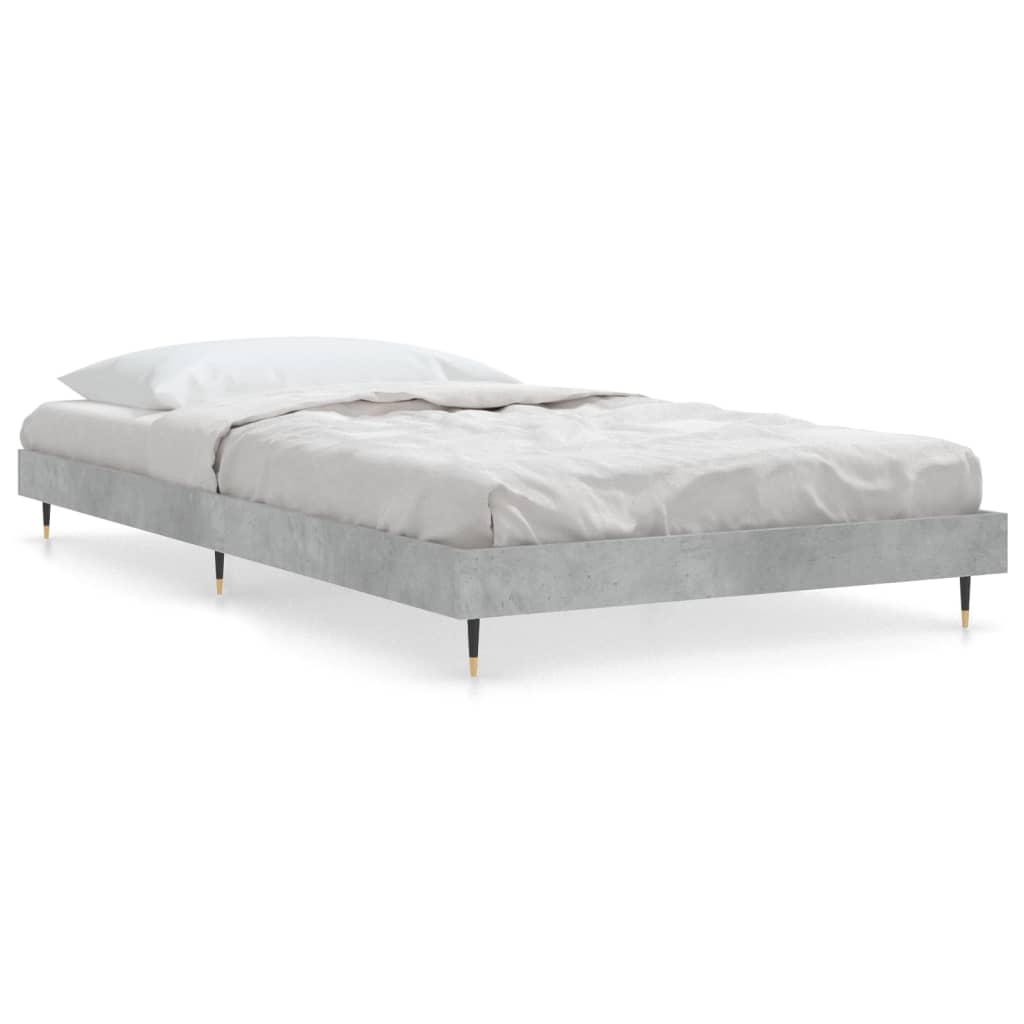 Bed frame concrete grey 90x200 cm wood material