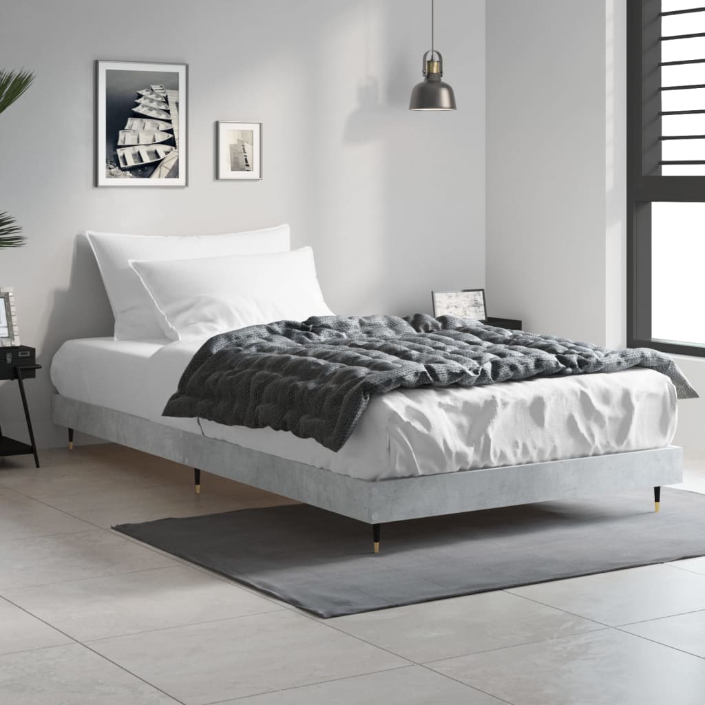 Bed frame concrete grey 90x200 cm wood material