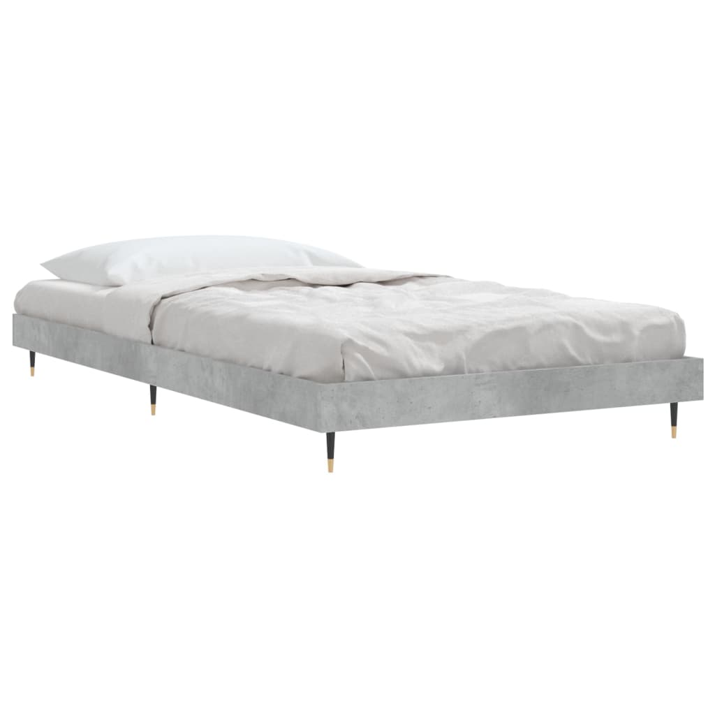 Bed frame concrete grey 90x200 cm wood material