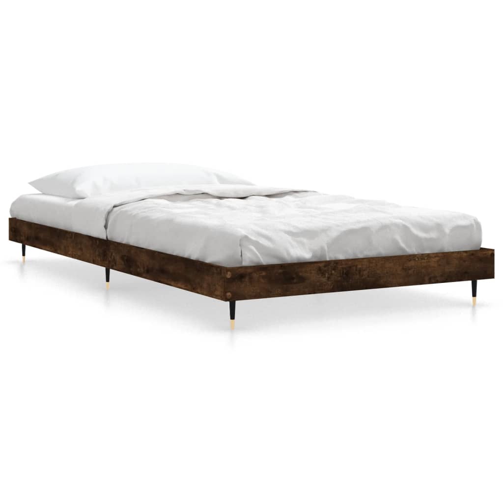 Bed frame without mattress smoked oak 90x200 cm wood material