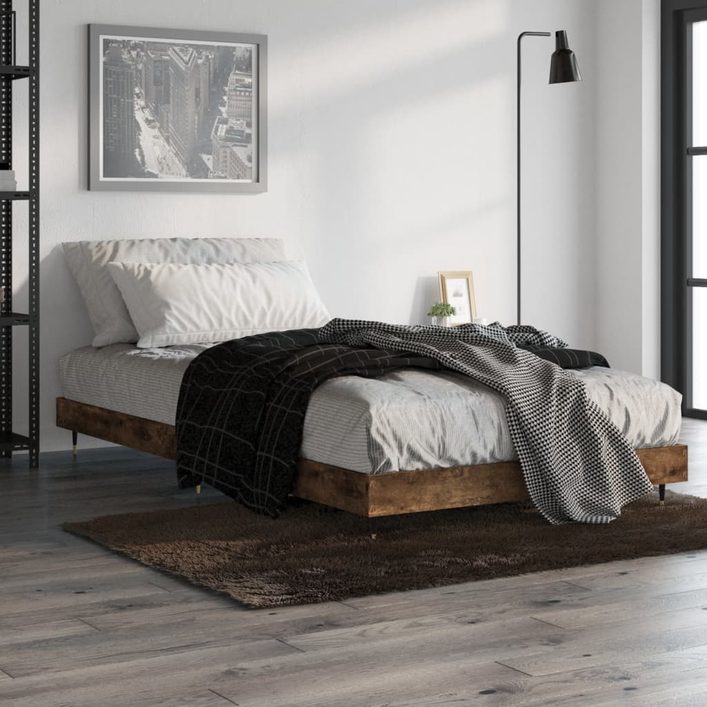 Bed frame without mattress smoked oak 90x200 cm wood material