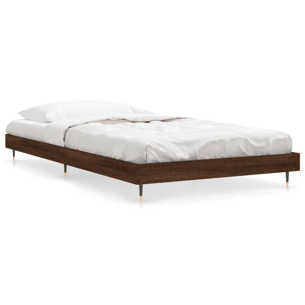 Bed frame without mattress brown oak 90x200 cm wood material