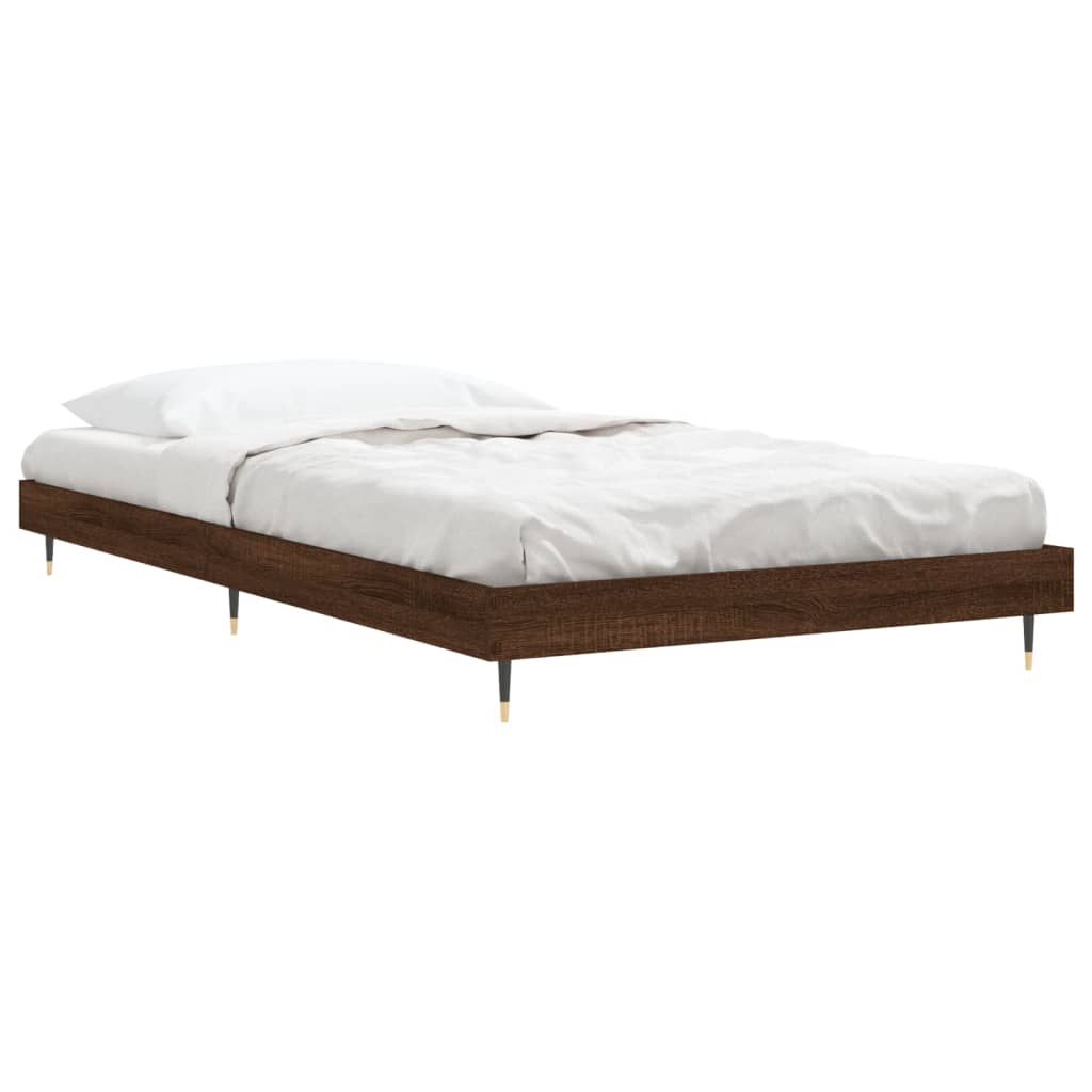 Bed frame without mattress brown oak 90x200 cm wood material