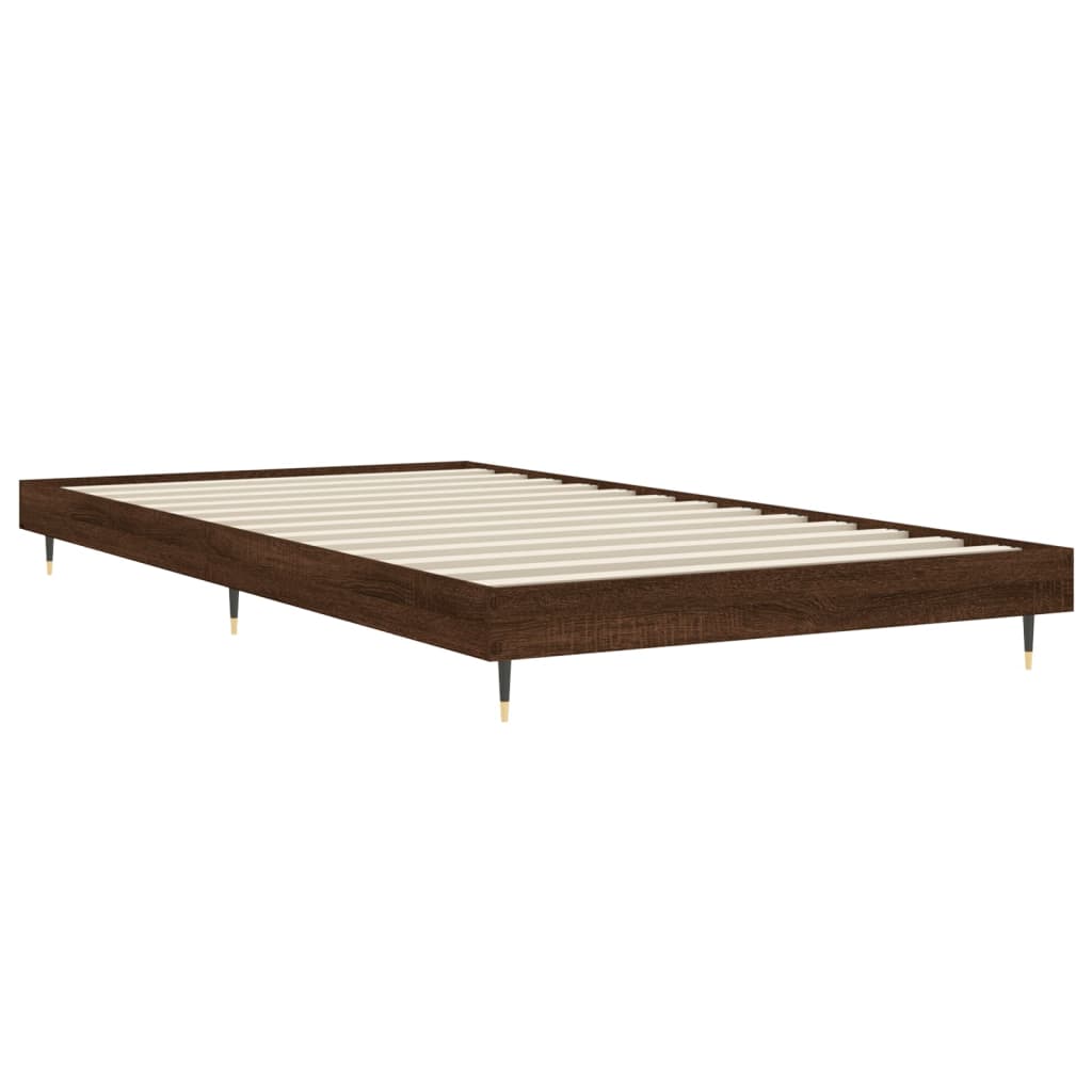 Bed frame without mattress brown oak 90x200 cm wood material