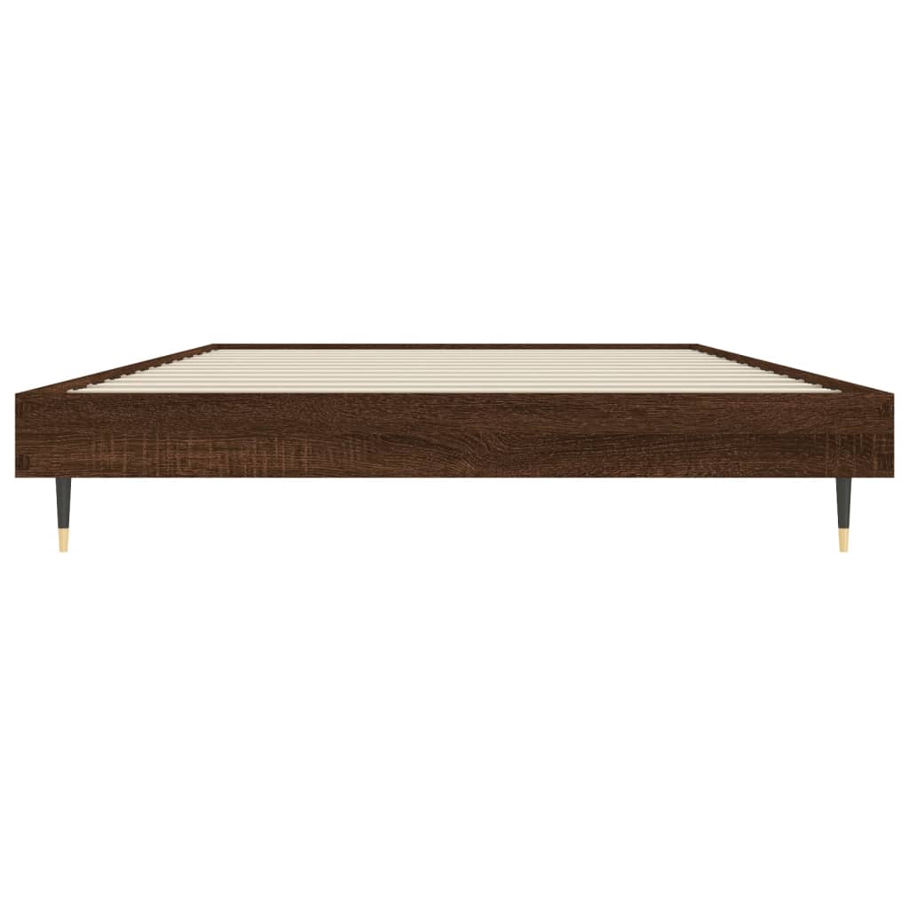 Bed frame without mattress brown oak 90x200 cm wood material