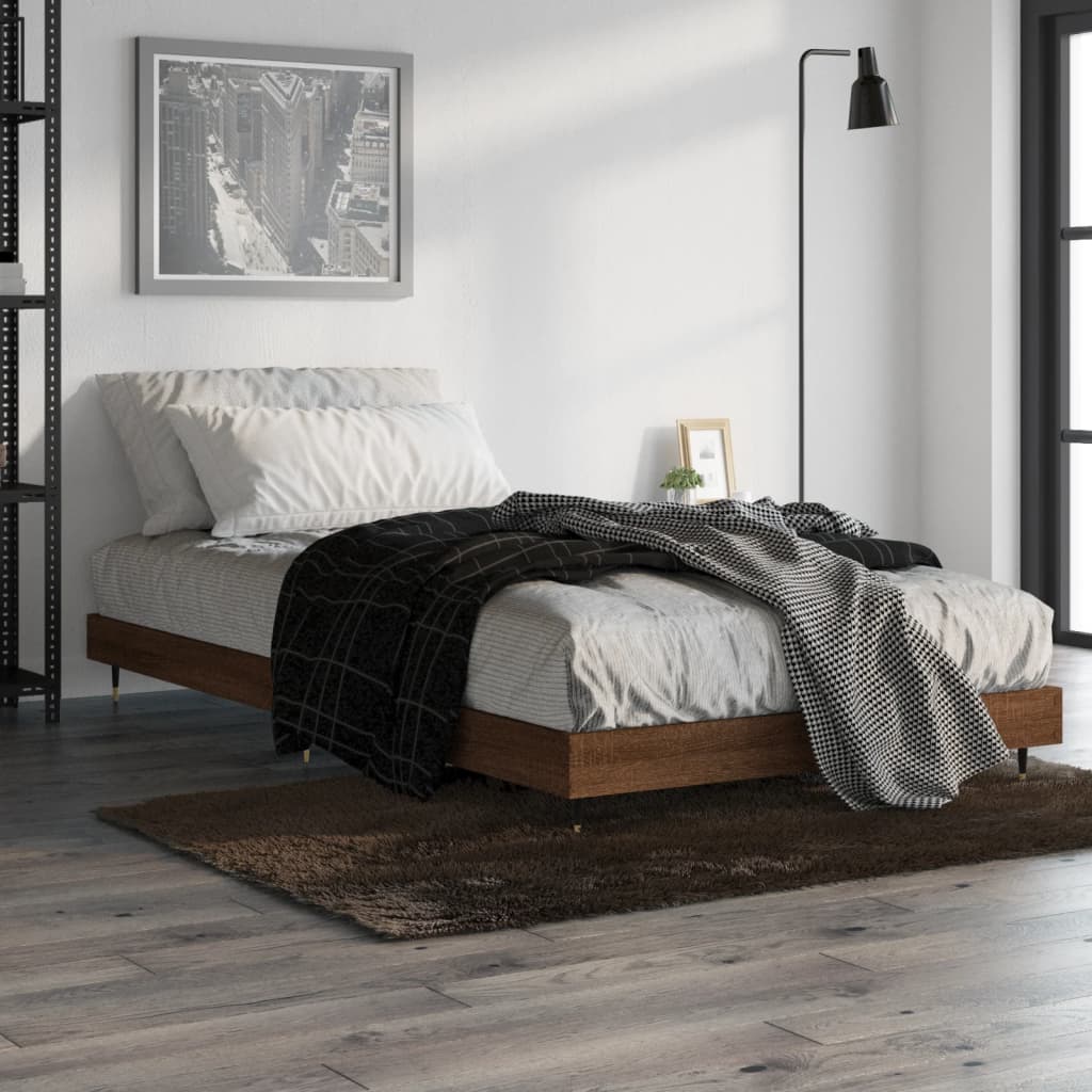 Bed frame without mattress brown oak 90x200 cm wood material