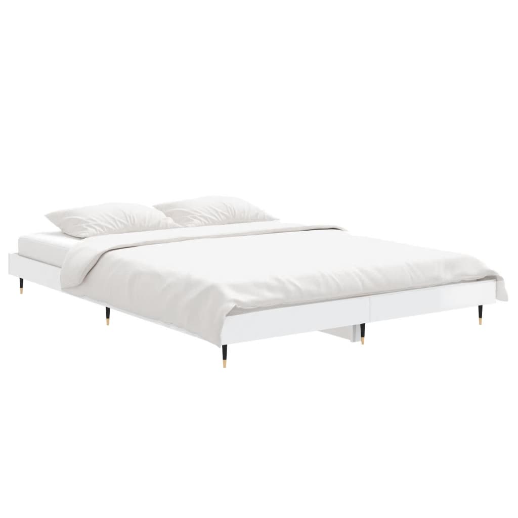 Bed frame high gloss white 140x190 cm wood material