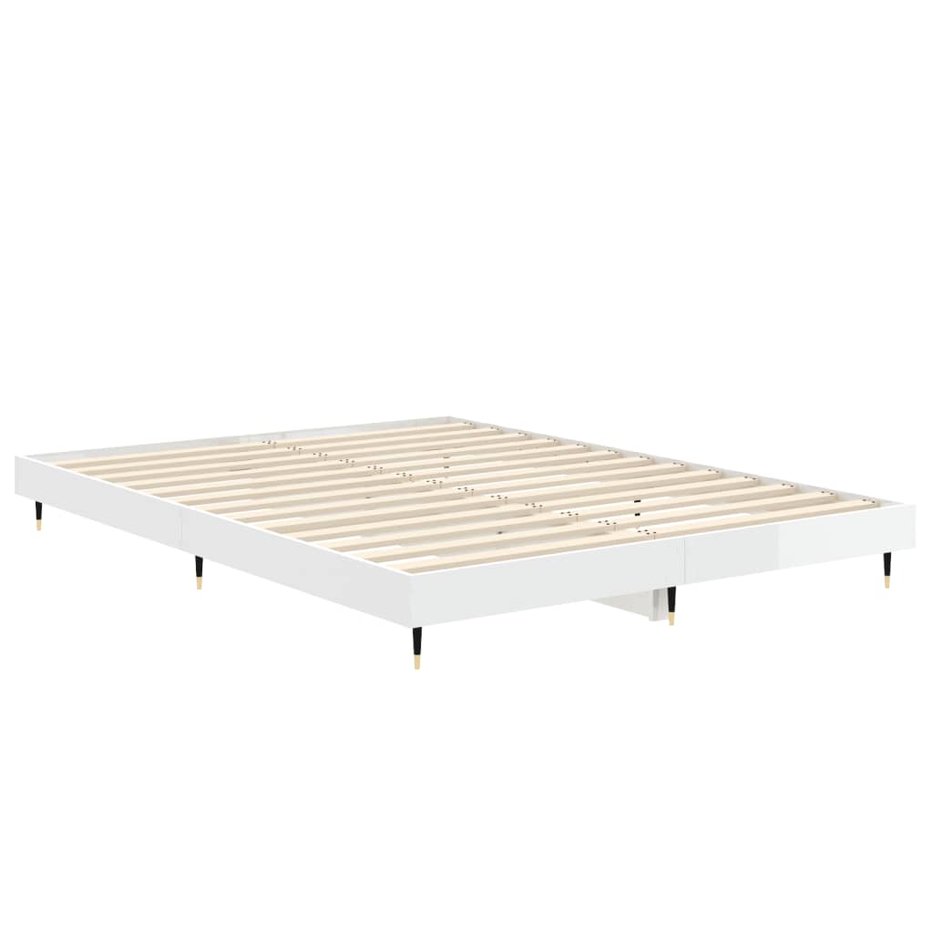 Bed frame high gloss white 140x190 cm wood material