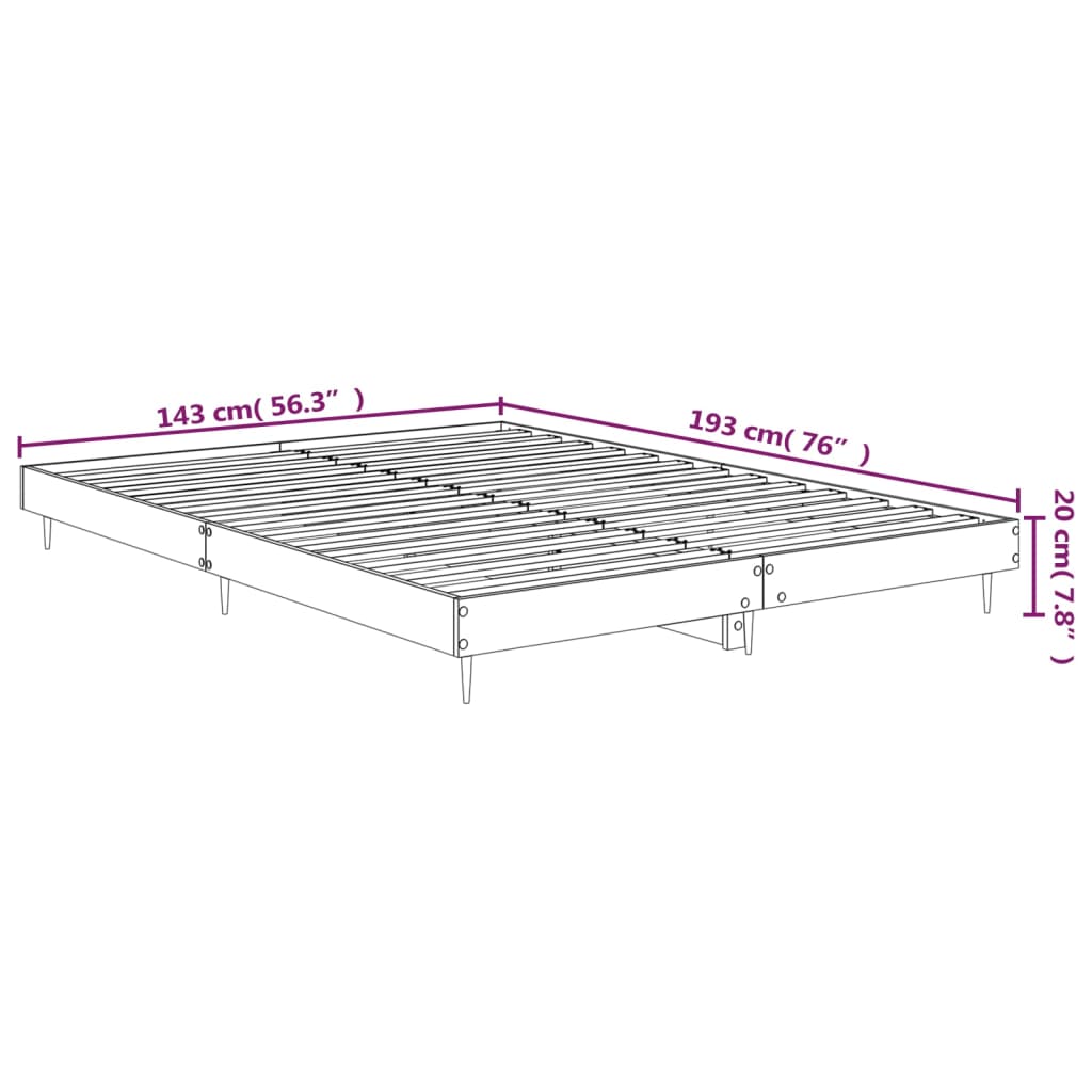 Bed frame high gloss white 140x190 cm wood material