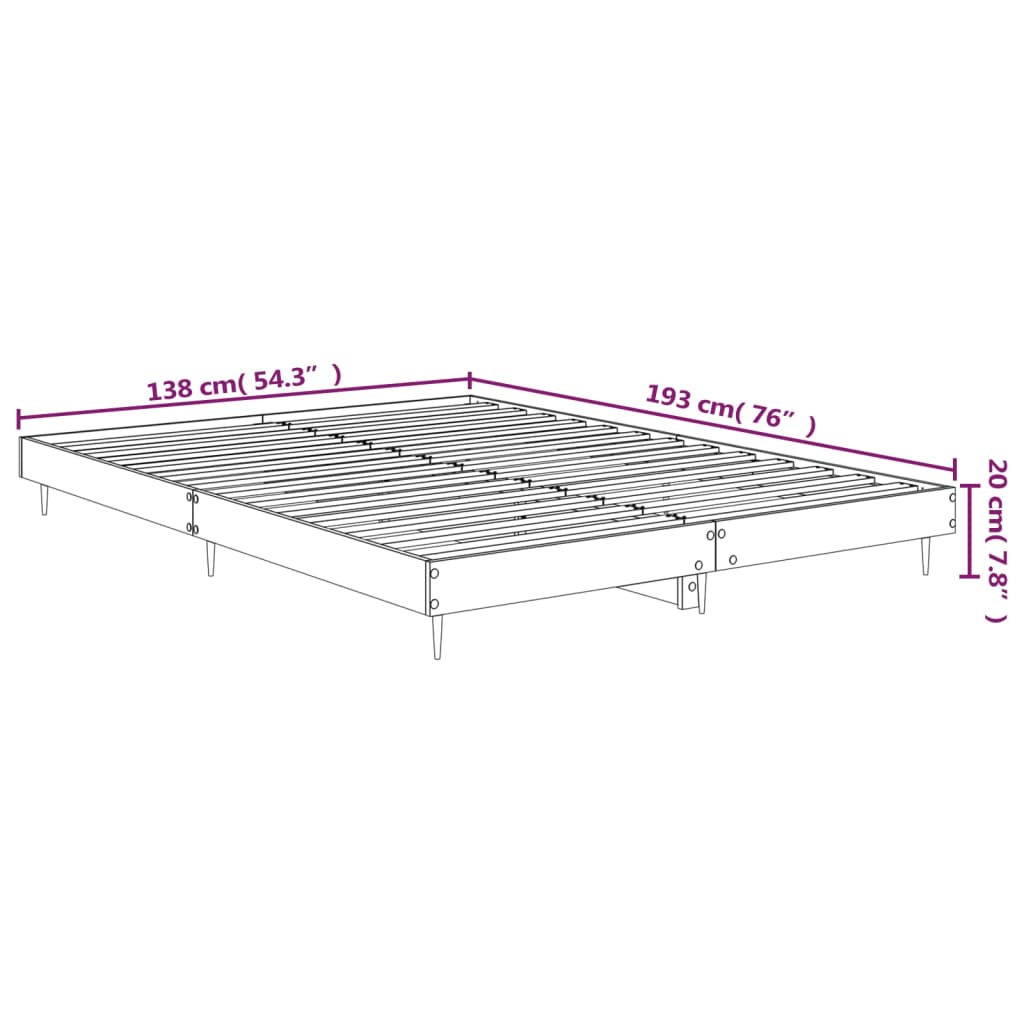 Bed frame white 135x190 cm wood material