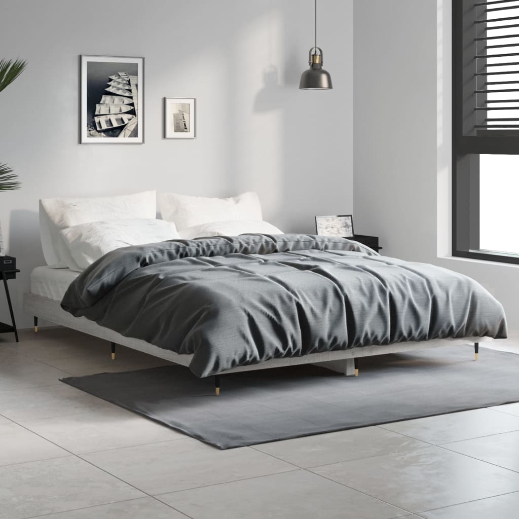 Bed frame Grey Sonoma 135x190 cm wood material