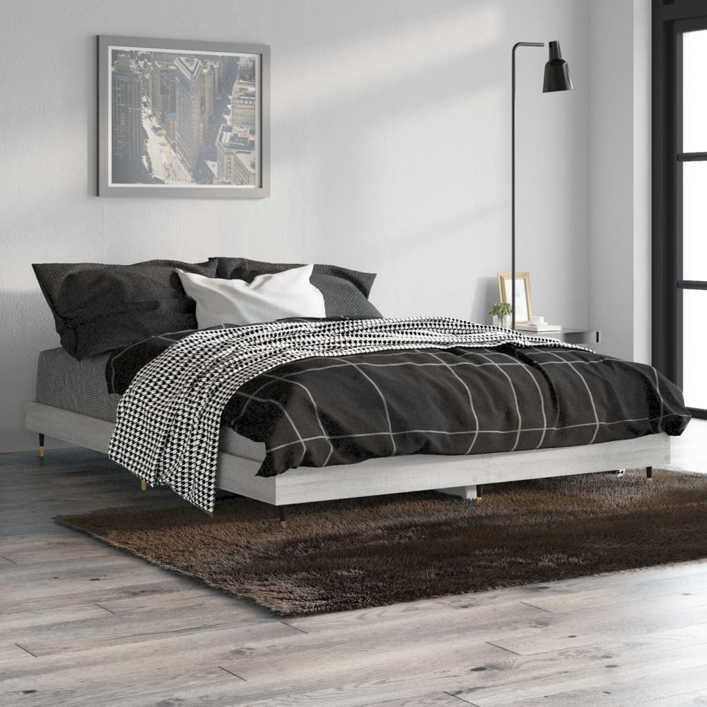 Bed frame Grey Sonoma 135x190 cm wood material