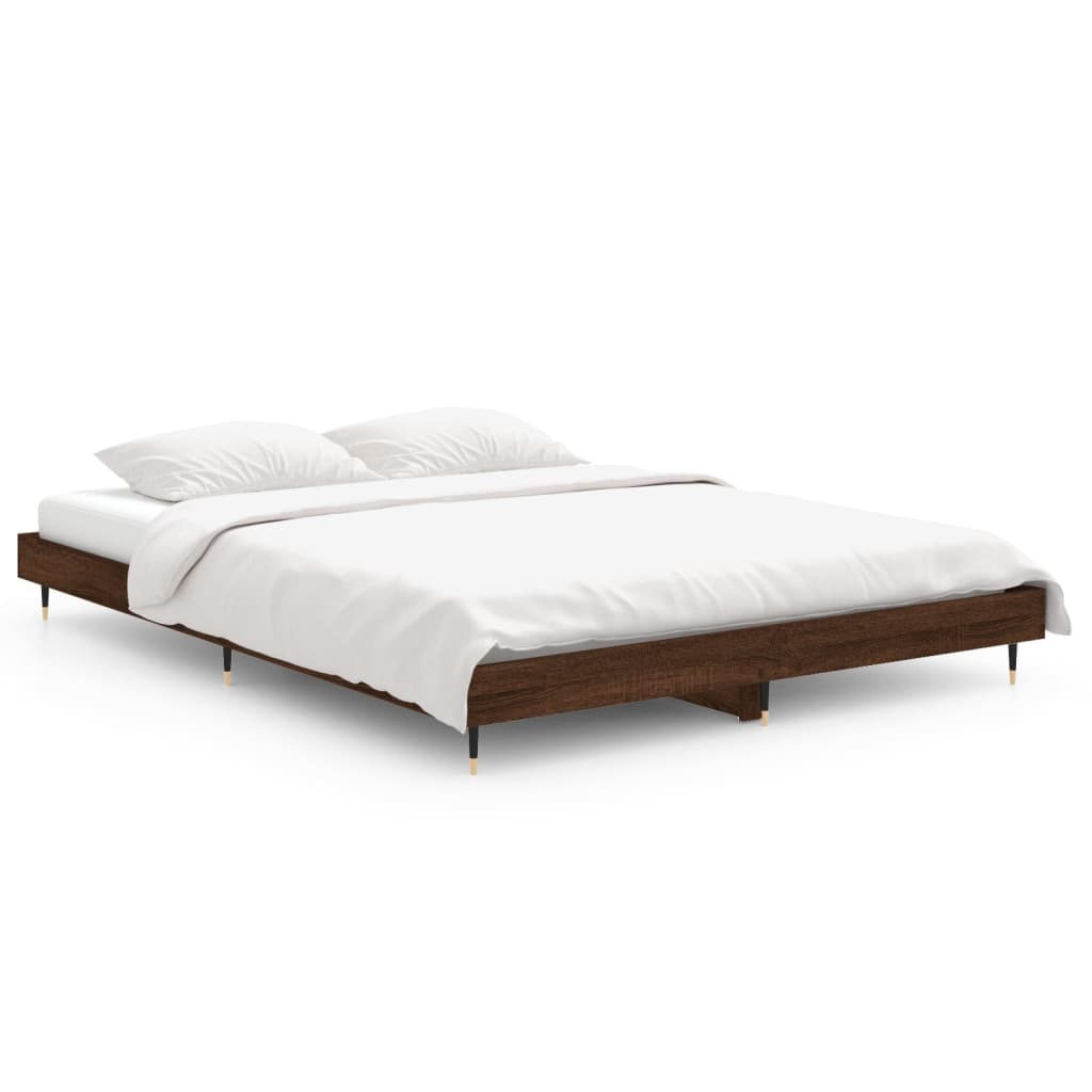 Bed frame brown oak look 135x190 cm wood material