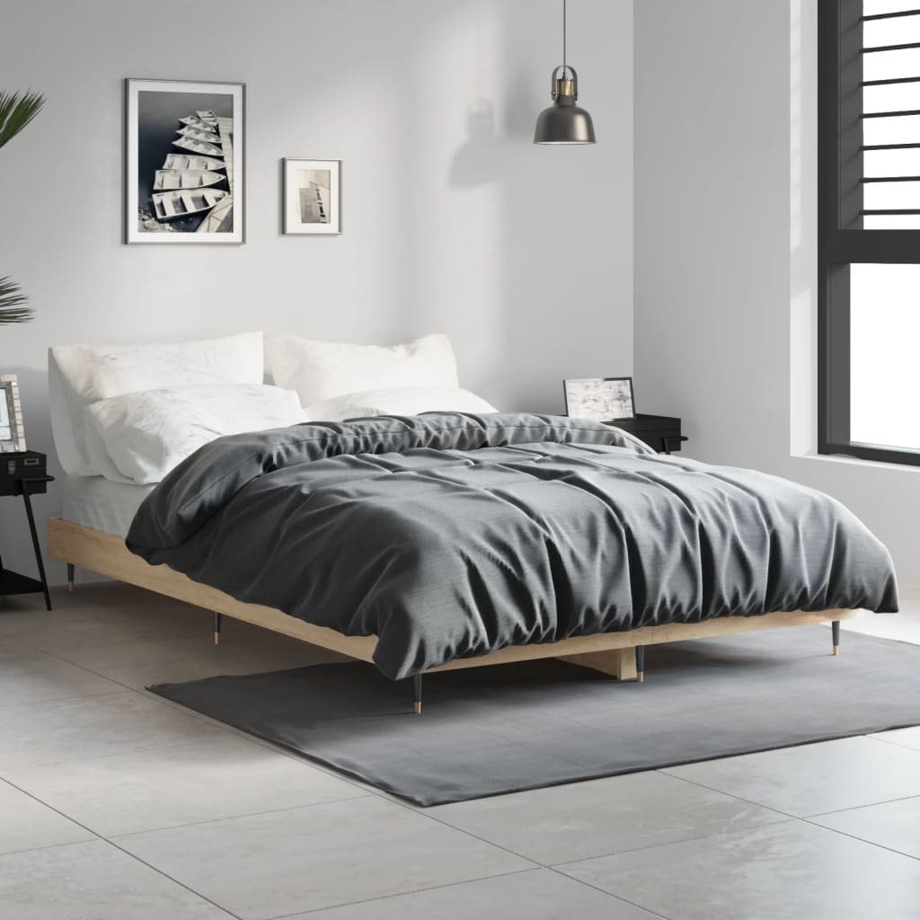 Bed frame without mattress Sonoma oak 120x190 cm wood material