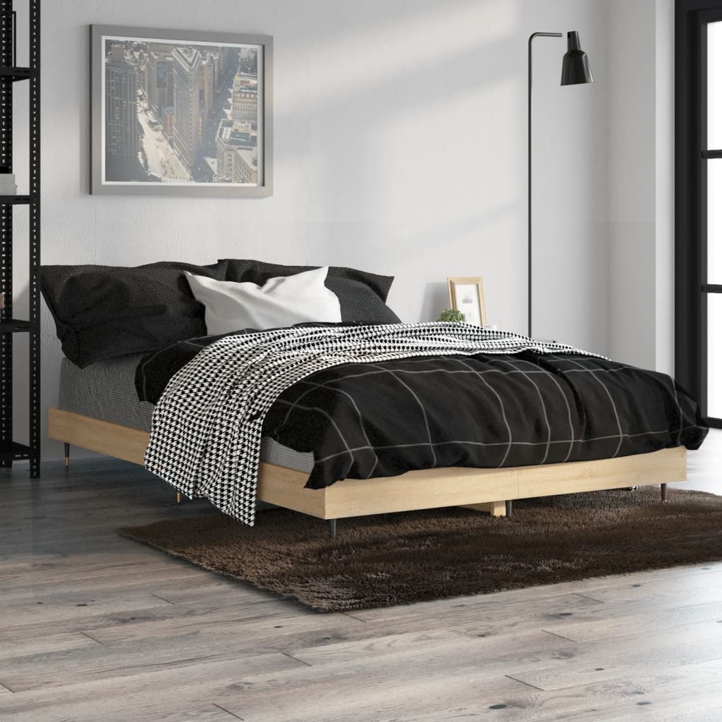 Bed frame without mattress Sonoma oak 120x190 cm wood material