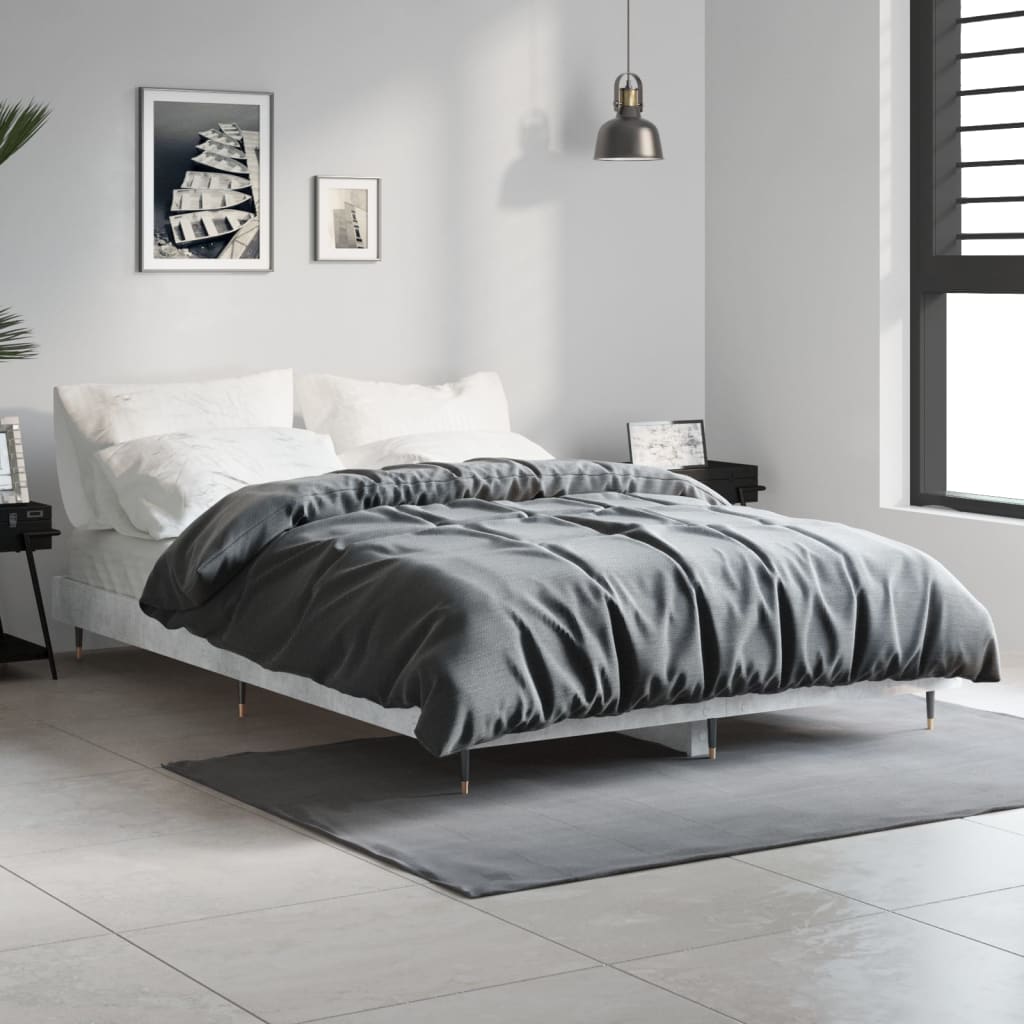 Bed frame concrete grey 120x190 cm wood material