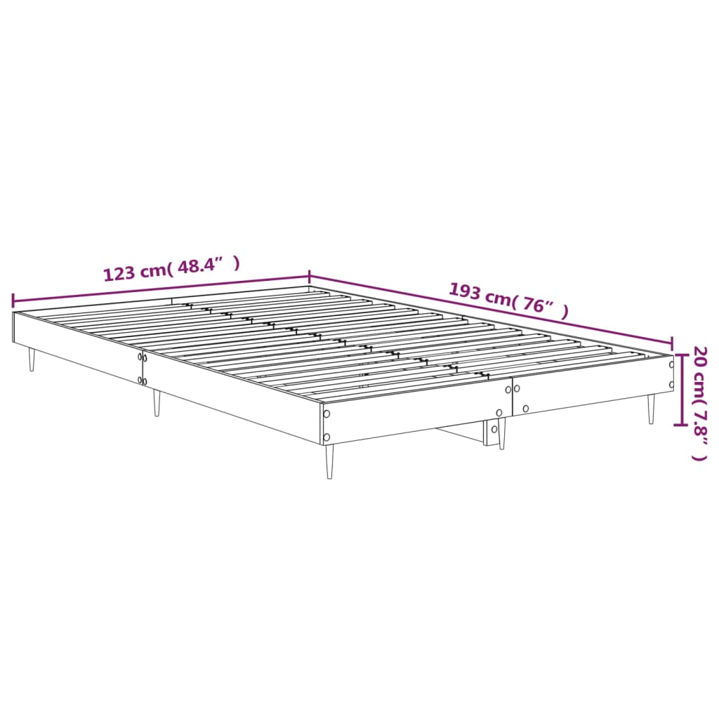 Bettgestell Betongrau 120x190 cm Holzwerkstoff