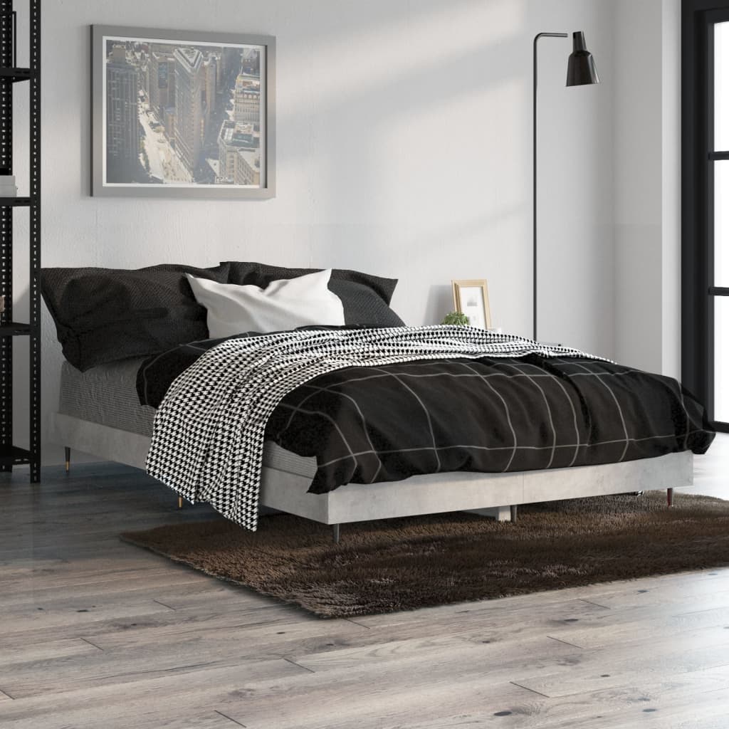 Bed frame concrete grey 120x190 cm wood material