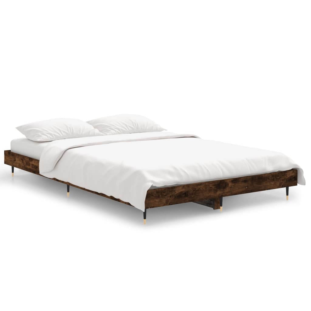 Bed frame without mattress smoked oak 120x190 cm wood material