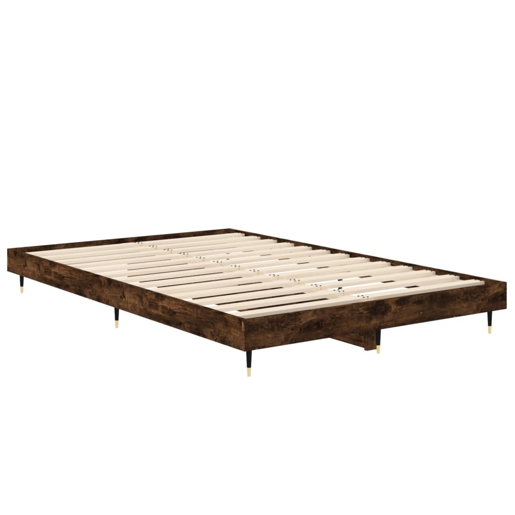 Bed frame without mattress smoked oak 120x190 cm wood material