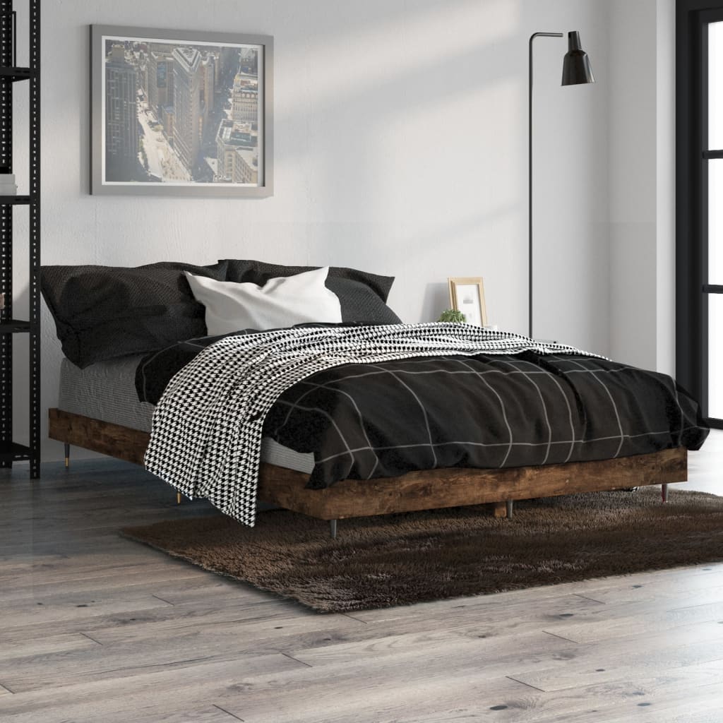 Bed frame without mattress smoked oak 120x190 cm wood material