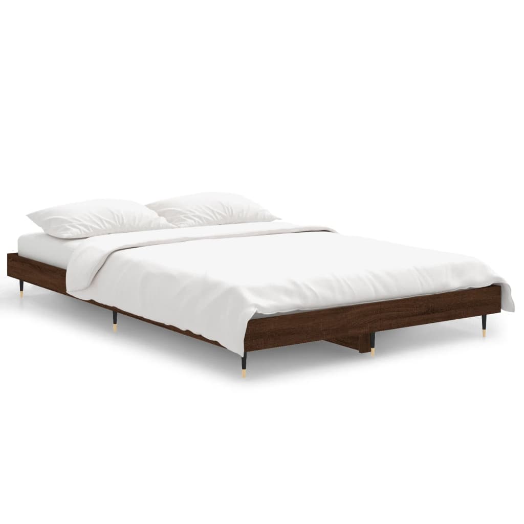 Bed frame without mattress brown oak 120x190 cm wood material