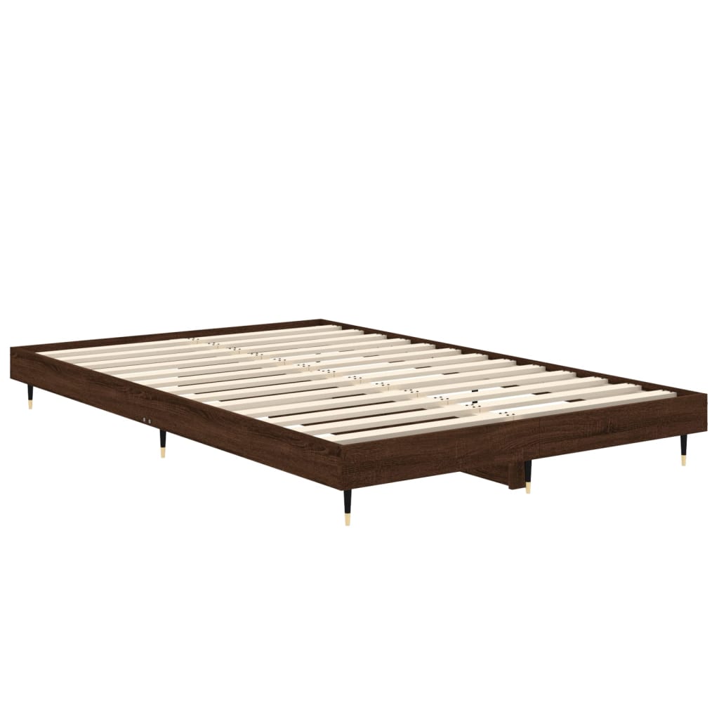 Bed frame without mattress brown oak 120x190 cm wood material