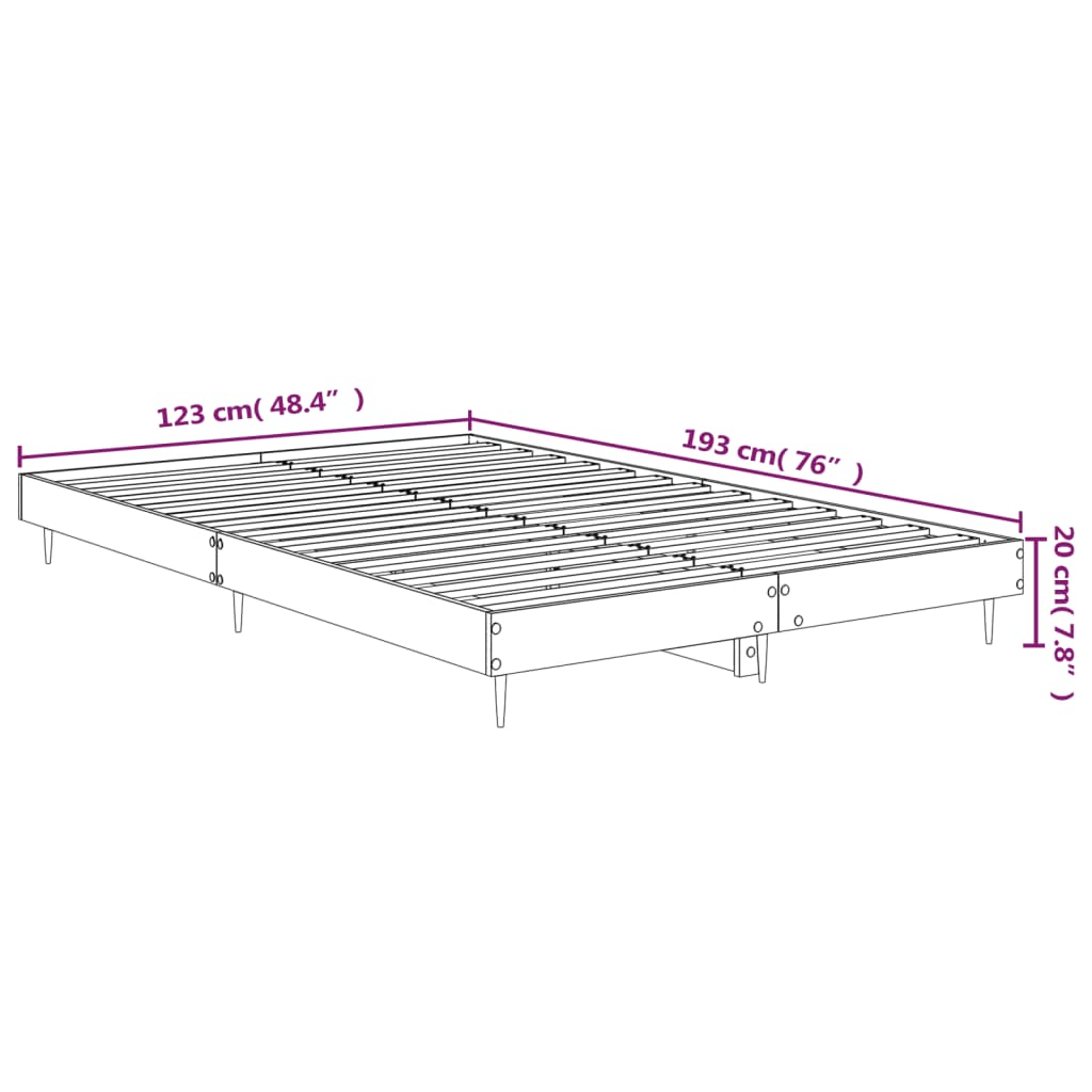 Bed frame without mattress brown oak 120x190 cm wood material