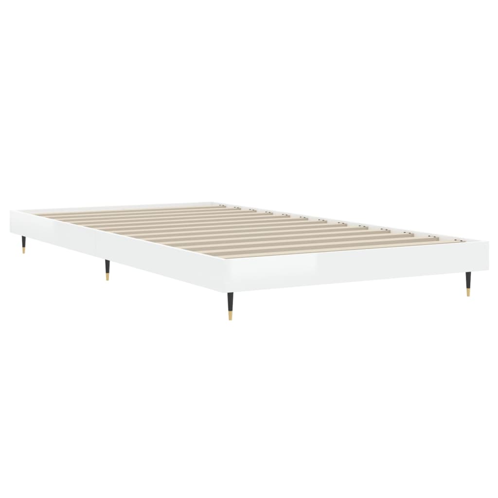 Bed frame high-gloss white 90x190 cm wood material