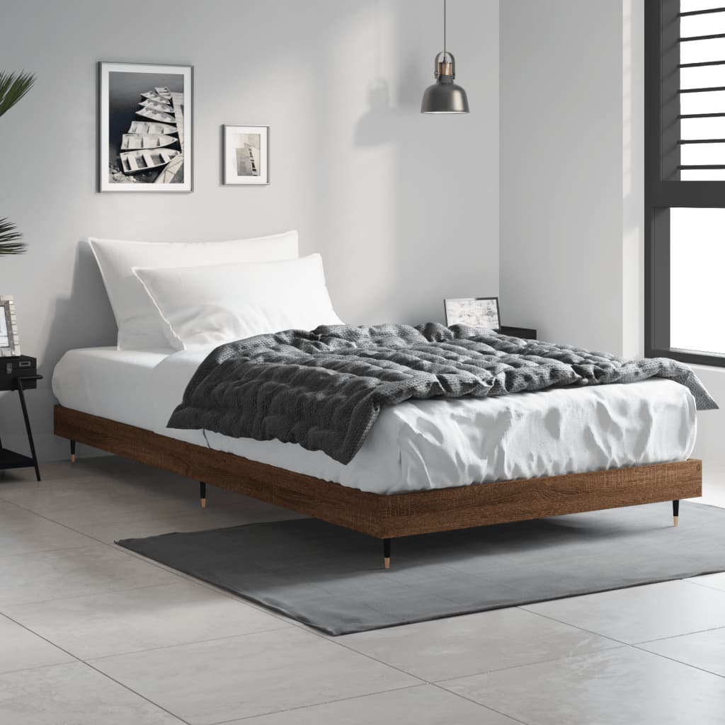 Bed frame without mattress brown oak 90x190 cm wood material