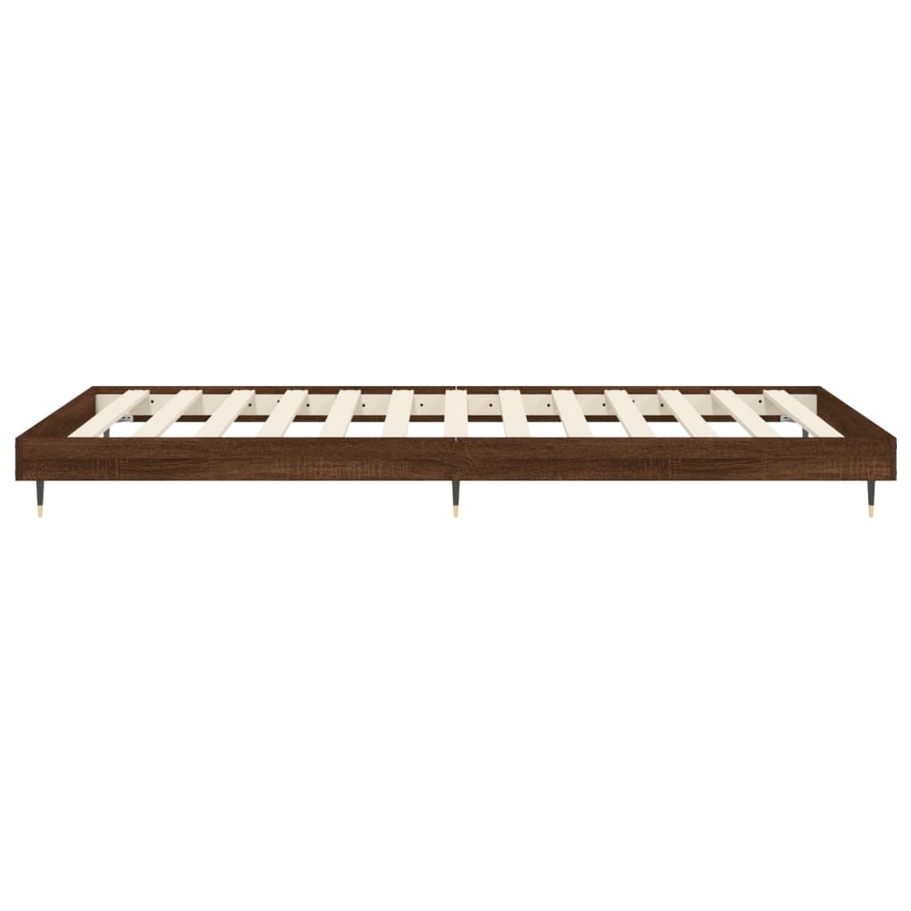 Bed frame without mattress brown oak 90x190 cm wood material