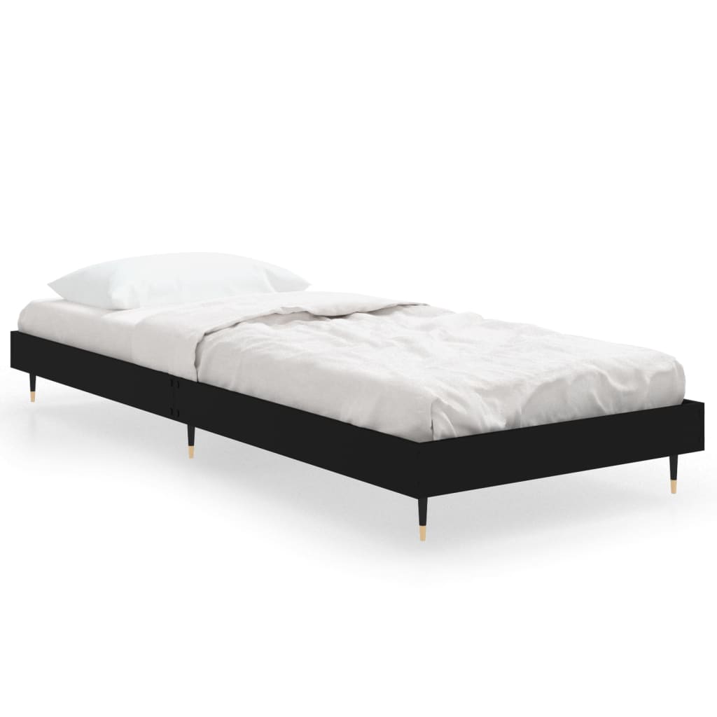 Bed frame black 75x190 cm wood material