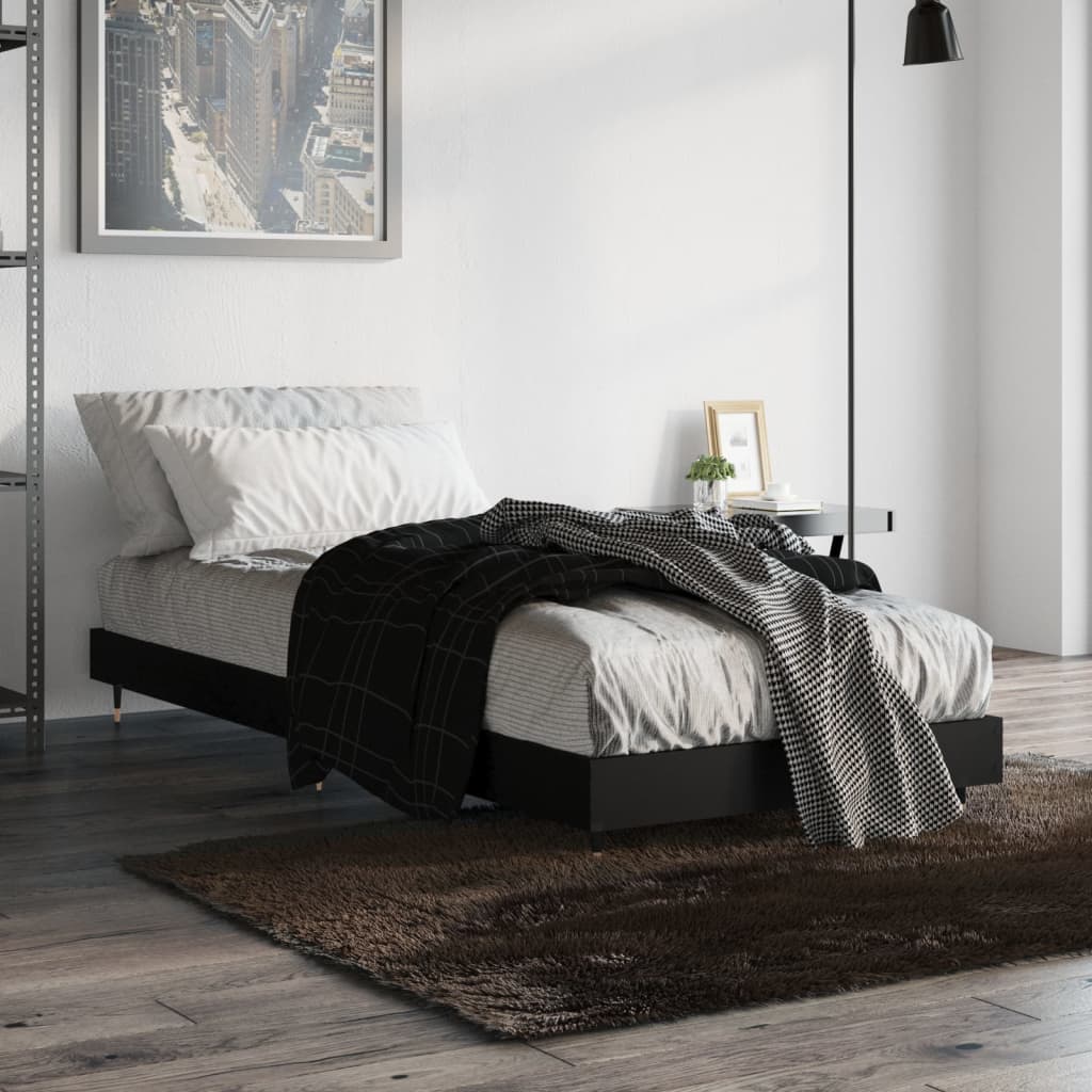 Bed frame black 75x190 cm wood material